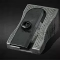 Vintage Metal Pencil Sharpener With Gray Casing Round Knob And Textured Surface