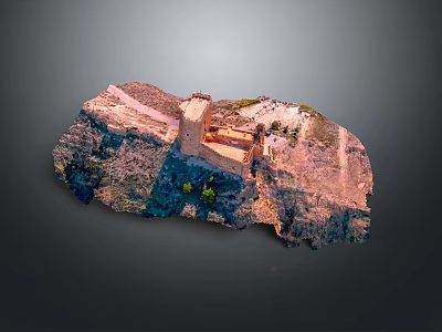Ancient Castle Perched on Rocky Cliff Overlooking Stunning Natural Landscape 3d model