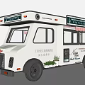 Modern Mobile Food Truck With Open Window Toasted Bread Service And Colorful Balloons