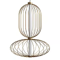 Modern Chandeliers With Spherical Layered Metal Frame Design In Gold Black