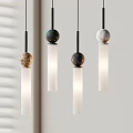 Modern Minimalist Pendant Lights With Colored Marble Balls And Cylindrical White Shades
