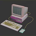 Classic Vintage Desktop Computer System With Monitor Keyboard And Mouse