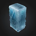 Blue Ice Crystal Column With Glossy Surface And Irregular Textures On Black Background 3d model