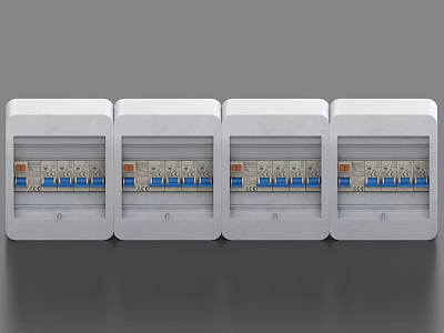 Industrial Electrical Control Panels With White Enclosures And Blue Orange Switches 3d model