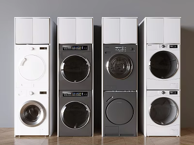 Modern Stackable Washing Machines with Different Colors for Home Design 3d model
