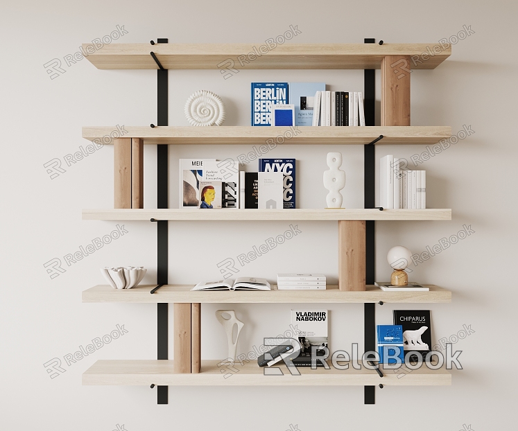 Quiet Solid Wood Shelf Decorative Shelf model