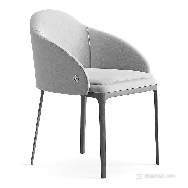 Modern Gray Upholstered Leisure Chair with Sleek Armrest and Metal Legs Design 3d model 