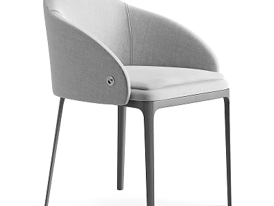 Modern Gray Upholstered Leisure Chair with Sleek Armrest and Metal Legs Design 3d model
