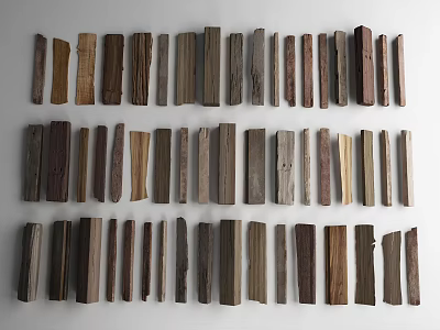 Natural Stone and Wood Strips Collection with Various Textures and Colors 3d model