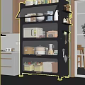 Multi tiered Kitchen Storage Shelf With Glass Doors Microwave Bowls And Containers