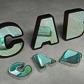 3D Carved Letter Sculptures With Colorful Edges And Modern Artistic Shapes