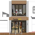 Cedar Bubble Tea Shop Interior With Wooden Counter Hanging Lights And Seating Area
