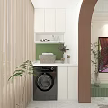 Modern Living and Dining Room Interior With White Sofa Green Walls Chandelier Decorative Paintings