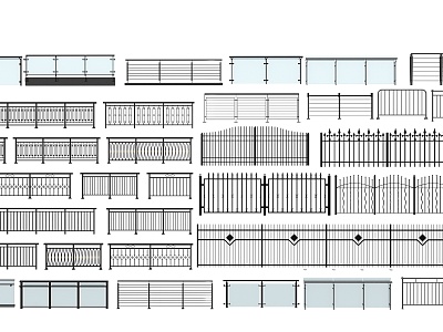 Modern wrought iron railings 3d model