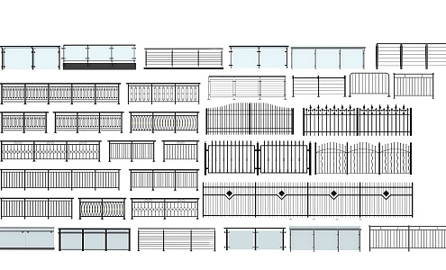 Modern wrought iron railings 3d model