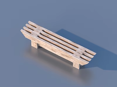 Light Wood Outdoor Bench With Slatted Design For Garden Patio Use 3d model