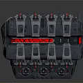 Industrial Mechanical Equipment With Black Metal Components And Red Accents