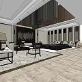 Elegant Modern Storefront Reception With Spacious Area Sofa Coffee Table And Decorative Painting 3d model