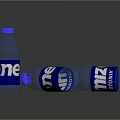 Three Blue Zone Mineral Water Bottles Standing And Lying On Surface