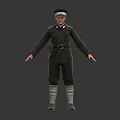 Man in Military Uniform Standing Pose with Cap Belt and Boots 3d model