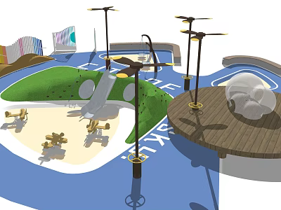 Safe Fun Children's Playground With Slide Sandpit Play Equipment Green Areas And Seating 3d model