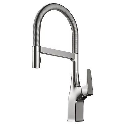 Sleek Modern Kitchen Faucet With Curved Spout Single Handle And Stainless Steel Finish 3d model