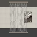 Modern Illuminated Room Divider With Vertical Metal Slats And Interior Ambience