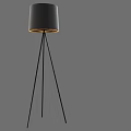 Modern Black Floor Lamp With Three Legged Stand And Cylindrical Lampshade