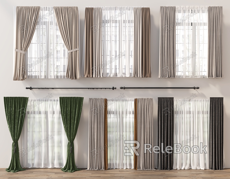 Curtain Roman Rod Gauze Curtain model