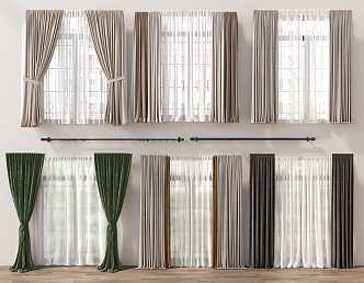 Curtain Roman Rod Gauze Curtain 3d model