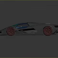Sleek Gray Supercar With Blue Windows And Red Rims Design