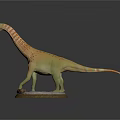 Realistic Dinosaur Model With Long Neck Orange Spots And Base 3d model