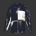 Stylish Navy Blue Zipper Hoodie With White Gray Color Block Design And Casual Style