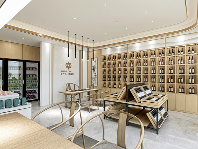 New Chinese Style Tobacco Hotel Tobacco and Wine Store Gift Shop Wenchuang Store Wine Rack Shelf Platform Display Rack 3d model