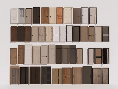 Various Styles Hinged Doors Collection With Different Colors And Wooden Materials 3d model