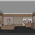 Traditional Chinese Specialty Store Interior With Wooden Shelves Displayed Jars Counter And Elegant Decor