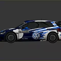 Volkswagen Polo Rally Car With Blue Stylish Livery And Sporty Rear Spoiler