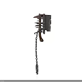 Medieval Spiked Iron Weapon With Chain And Heavy Decorative Head