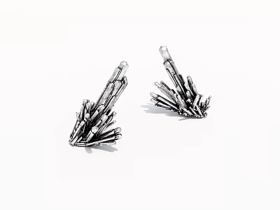 Silver Abstract Crystal Sculptural Decorative Pair On White Surface 3d model