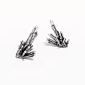 Silver Abstract Crystal Sculptural Decorative Pair On White Surface