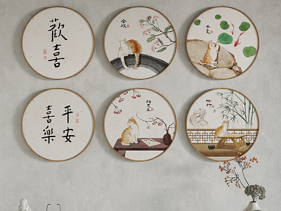 New Chinese Style Round Frame Painting Hanging Painting Decorative Painting model