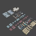 Colorful Skate Park Modules With Various Shapes Ramps And Platforms Design