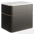 Modern Black Bedside Table With Gold Accents And Two Tier Design 3d model