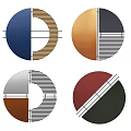 Modern Circular Wall Decor Featuring Multicolored Half Panels And Striped Accents