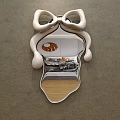 Bow Shaped White Frame Mirror Reflecting Modern Room Interior With Furniture