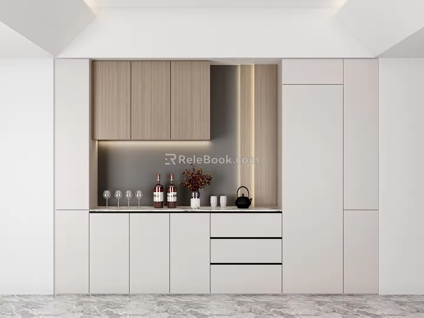 Simple Sideboard Wine Cabinet Personalized Dining Table 3d model