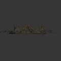 Ancient Traditional Circular Wooden Building With Cross Beam Frame And Canvas Coverings