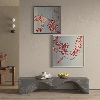 New Chinese abstract decorative painting 3d model