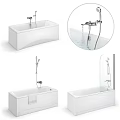 Modern White Bathtub Interior with Shower Faucet and Design Details