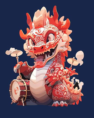 New Chinese Dragon Year Chinese Dragon Golden Dragon Insert Dragon Paper-cutting Dragon Kirin Ruilong 3d model